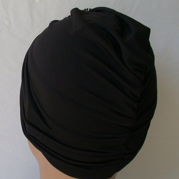 Onyx Black Instant Turban Cap Fun and Flirty Fashion Hat - Picture 3 of 3